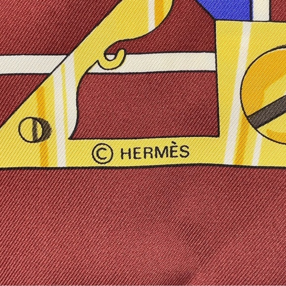 HERMES Scarf Carre 90cm Multi- Sextants Vintage - Picture 6 of 16
